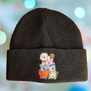 Official BT21 Group Black  Beanie Hat by BTS  Line Friends One Size